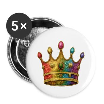 Vibrant Rainbow Royal Crown Design - Buttons large 2.2''/56 mm (5-pack) - white - Front