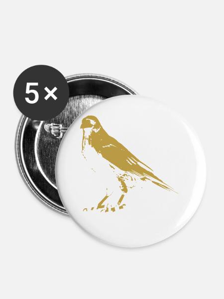 Renaissance-Totemkrähenillustration - Buttons groß 56 mm (5er Pack) - Weiß