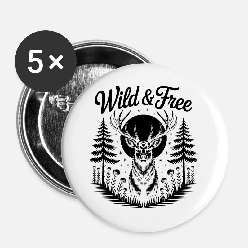 Moonlit Deer - Buttons large 2.2''/56 mm (5-pack) - white