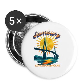 Hamburg Köhlbrand Bridge Shirt – Retro Design - Buttons large 2.2''/56 mm (5-pack) - white - Front