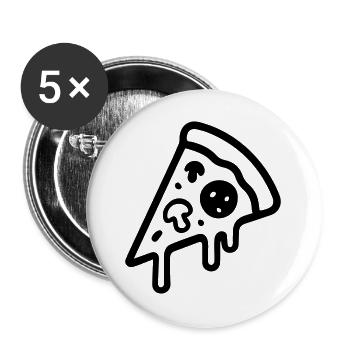 Pizza Stück Icon - Buttons groß 56 mm (5er Pack) - Weiß - Vorne