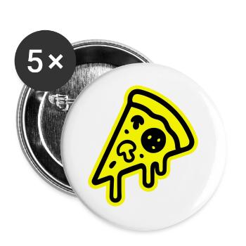 Icône de la pizza - Lot de 5 grands badges (56 mm) - blanc - Devant