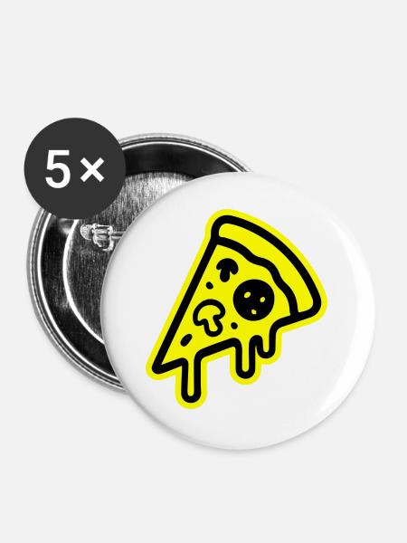 Pizza Symbol - Buttons groß 56 mm (5er Pack) - Weiß