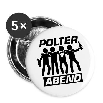 Polterabend Crew Polterhochzeit - Buttons groß 56 mm (5er Pack) - Weiß - Vorne