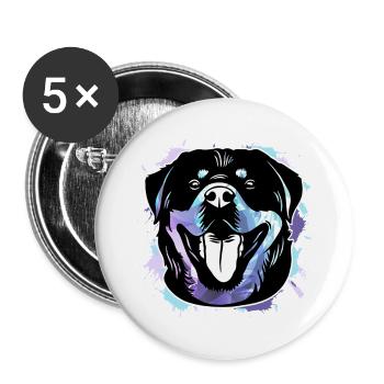Rottweiler - Lot de 5 grands badges (56 mm) - blanc - Devant