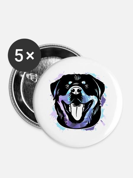 Rottweiler - Buttons groß 56 mm (5er Pack) - Weiß