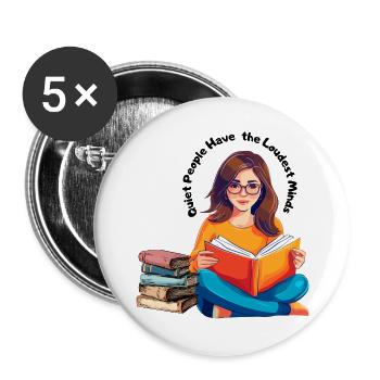 Des gens calmes, des esprits forts – des livres et de la lecture - Lot de 5 grands badges (56 mm) - blanc - Devant
