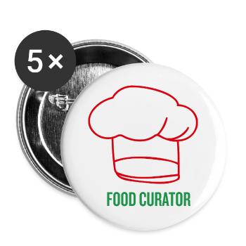 Motif de chef avec toque de chef - Lot de 5 grands badges (56 mm) - blanc - Devant