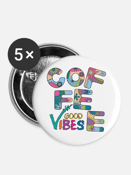 Coffee Vibes - Buttons groß 56 mm (5er Pack) - Weiß