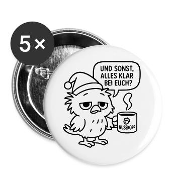 Morning grouch Vogel_mit_Kaffeetasse_und_Sprechblase - Buttons large 2.2''/56 mm (5-pack) - white - Front