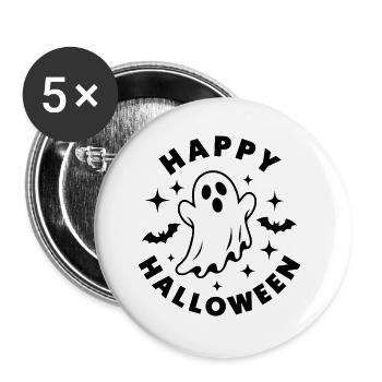 Joyeux halloween - Lot de 5 grands badges (56 mm) - blanc - Devant