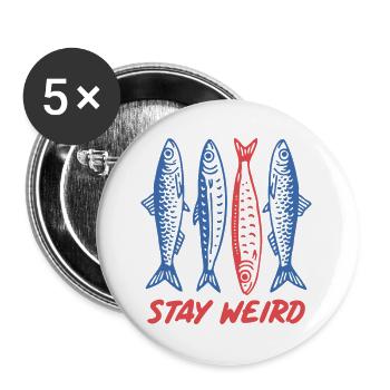 Sardinen bleiben seltsam - Buttons groß 56 mm (5er Pack) - Weiß - Vorne
