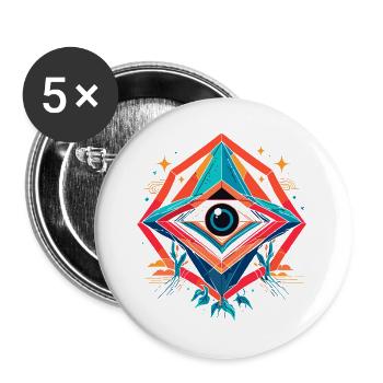 Futuristic Eye in Geometric Nexus - Buttons large 2.2''/56 mm (5-pack) - white - Front