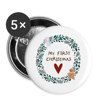 My First Christmas – Baby Bodysuit Christmas - Buttons large 2.2''/56 mm (5-pack) - white - Front
