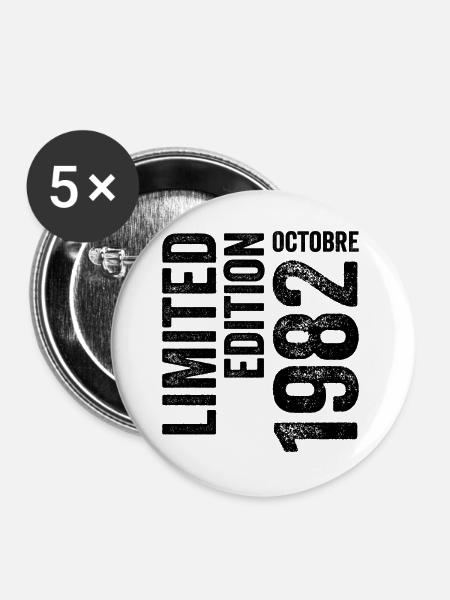 1982 - Buttons groß 56 mm (5er Pack) - Weiß