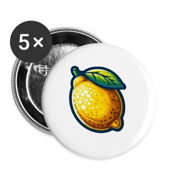 Lebendige Zitrone - Buttons groß 56 mm (5er Pack) - Weiß - Vorne