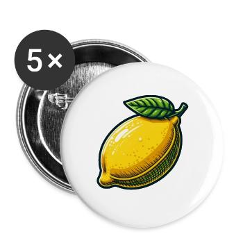 Natürliche illustrierte Zitrone - Buttons groß 56 mm (5er Pack) - Weiß - Vorne