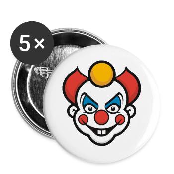 Clown Halloween - Buttons groß 56 mm (5er Pack) - Weiß - Vorne