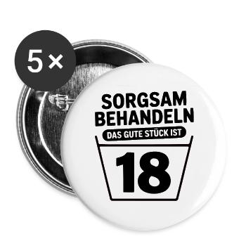 18 Geburtstag – Sorgsam Behandeln Lustiges  - Buttons groß 56 mm (5er Pack) - Weiß - Vorne