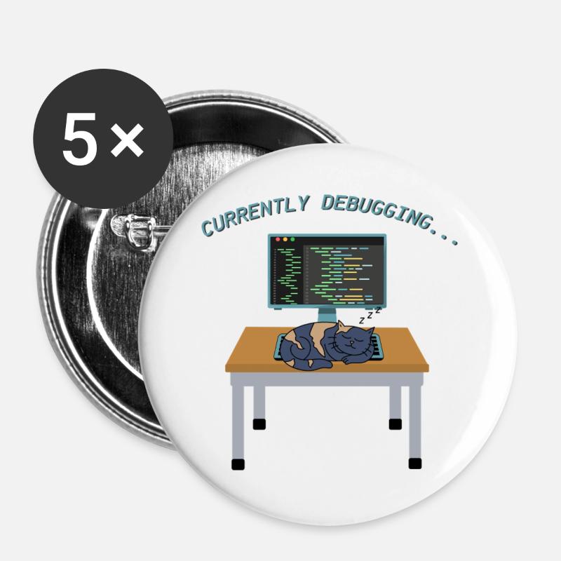 Cat debugging on the monitor - Buttons large 2.2''/56 mm (5-pack) - white