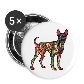 Dobermann Hund Halloween Comic Lustig - Buttons groß 56 mm (5er Pack) - Weiß - Vorne