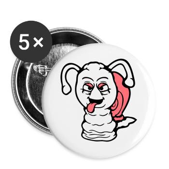 Schnecke frech Zunge rausstrecken böse klein cool - Buttons groß 56 mm (5er Pack) - Weiß - Vorne