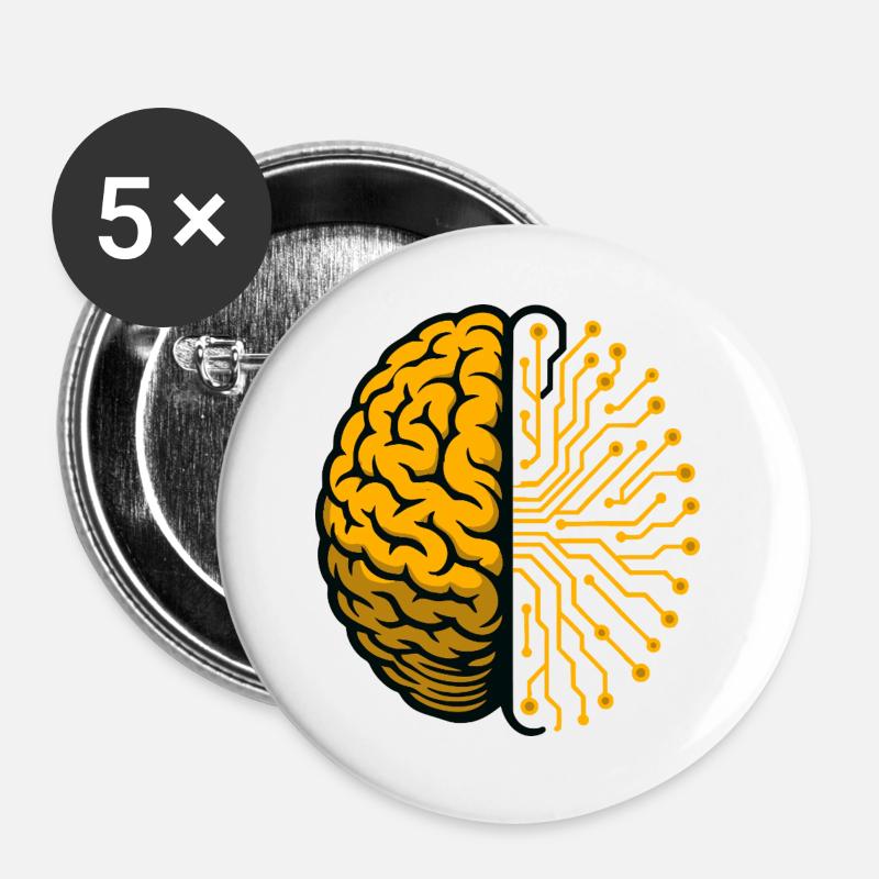 Brain and Circuits AI - Buttons large 2.2''/56 mm (5-pack) - white