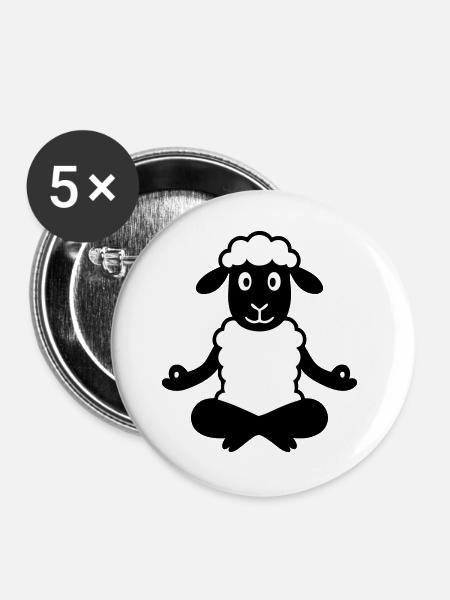 Yoga Schaf - Buttons groß 56 mm (5er Pack) - Weiß