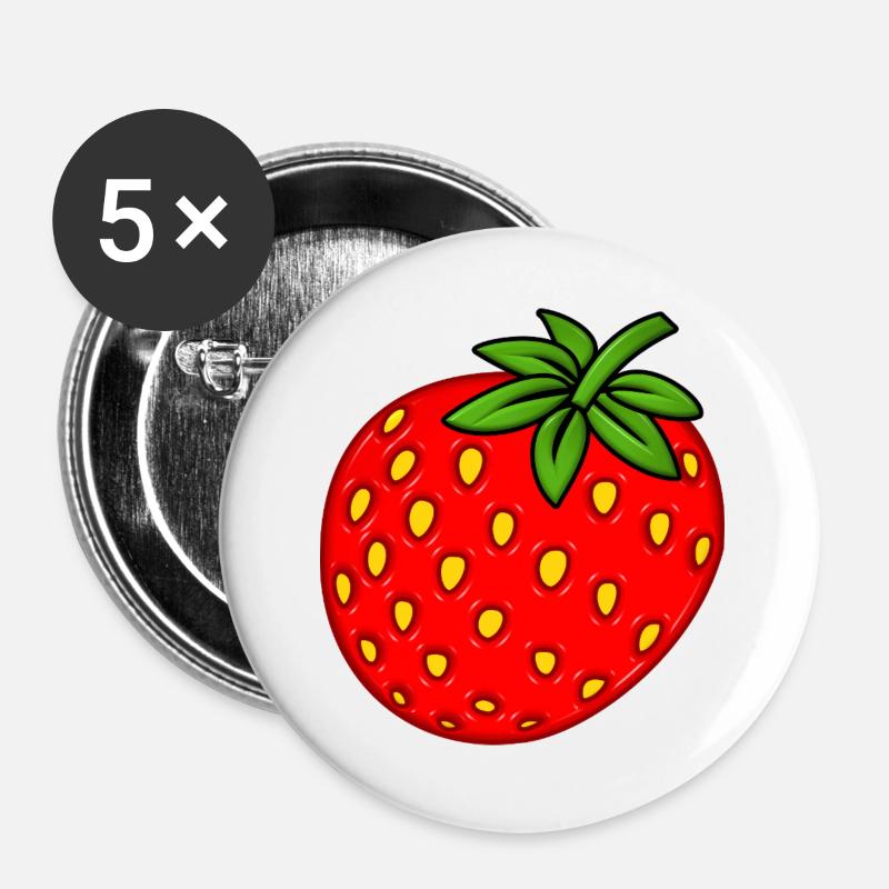 Strawberry - Buttons large 2.2''/56 mm (5-pack) - white