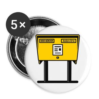 München Gelber Briefkasten - Buttons groß 56 mm (5er Pack) - Weiß - Vorne