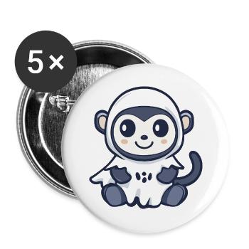 Singe Halloween fantôme - Lot de 5 grands badges (56 mm) - blanc - Devant