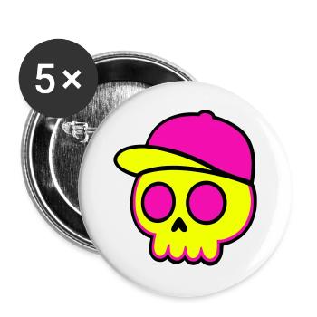 Neon Skull Cap Design - Buttons large 2.2''/56 mm (5-pack) - white - Front