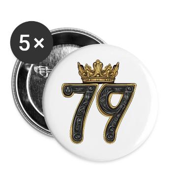 79 Number Krone - Buttons large 2.2''/56 mm (5-pack) - white - Front