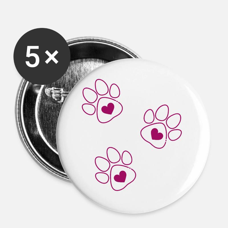 Stylized heart legs - Buttons large 2.2''/56 mm (5-pack) - white
