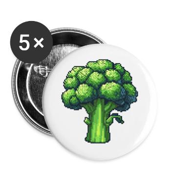Frischer Pixel Brokkoli - Buttons groß 56 mm (5er Pack) - Weiß - Vorne