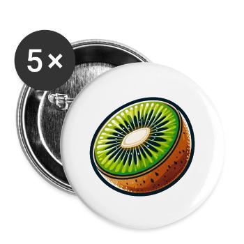 Bright Kiwi Slice - Buttons large 2.2''/56 mm (5-pack) - white - Front