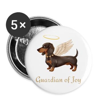 Guardian of Joy – Angel Dachshund - Buttons groß 56 mm (5er Pack) - Weiß - Vorne