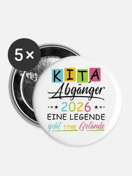 Kita Abgänger 2026 - Buttons groß 56 mm (5er Pack) - Weiß
