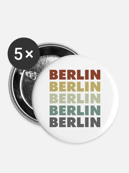 Berlin - Germany - Deutschland - Lettering - Buttons groß 56 mm (5er Pack) - Weiß