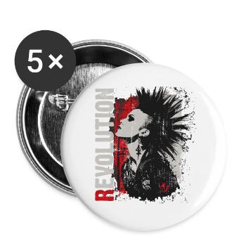 Punk Rock Girl Revolution - Buttons large 2.2''/56 mm (5-pack) - white - Front