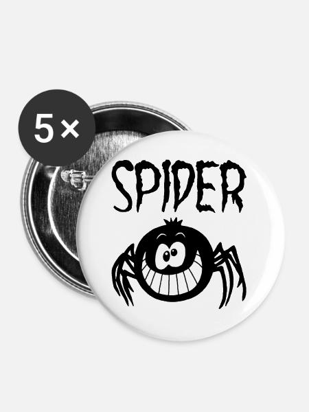 Lustige weiße Spinne - Buttons groß 56 mm (5er Pack) - Weiß