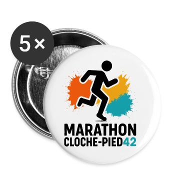 Marathon à cloche-pied ! 42km d'aventure ! - Lot de 5 grands badges (56 mm) - blanc - Devant