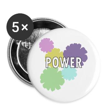 Mama Flower Power - Buttons groß 56 mm (5er Pack) - Weiß - Vorne