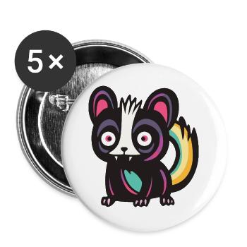 Skunk Halloween Bande dessinée drôle - Lot de 5 grands badges (56 mm) - blanc - Devant