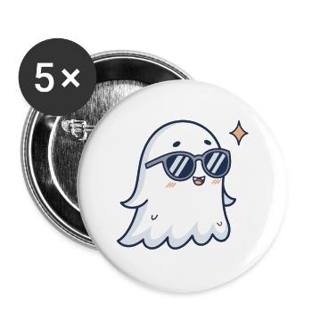 Fantôme chic aux lunettes - Lot de 5 grands badges (56 mm) - blanc - Devant