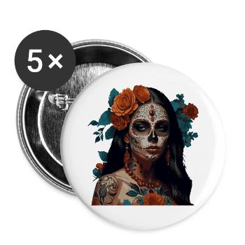 Sugar Skull Floral Crown - Buttons large 2.2''/56 mm (5-pack) - white - Front
