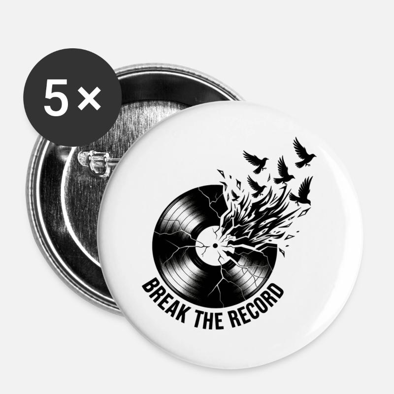 Break_the_Record - Buttons large 2.2''/56 mm (5-pack) - white