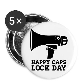 Megafon Happy Caps Lock Day Nerd  - Buttons groß 56 mm (5er Pack) - Weiß - Vorne
