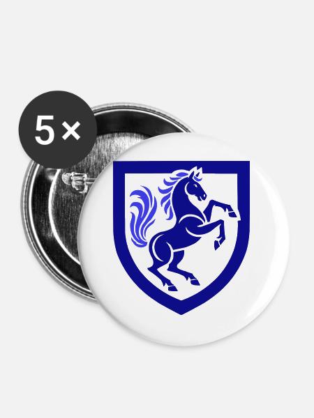 Pferd Wappen - Buttons groß 56 mm (5er Pack) - Weiß