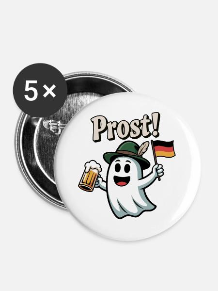 Prost Geist - Buttons groß 56 mm (5er Pack) - Weiß